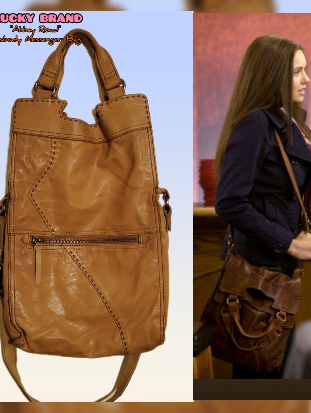 Lucky Brand Abbey Road Italian Leather Fold-Over Crossbody Messenger Bag